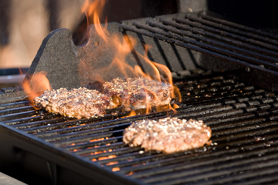 Burger on grill